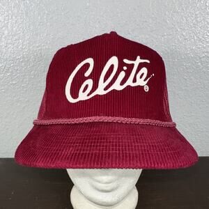 RARE Celite Red Corduroy Rope Vintage AMA Pro Trucker Hat Cap EUC